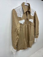 New Women’s Mustang Brown Designed Long Sleeve Pearl Snap Size 16 TT-89