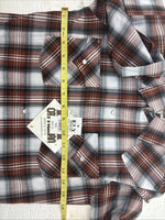 New Kids ELY Cattleman Orange Plaid Long Sleeve Pearl Snap Size 12 DD-37