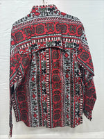 New Men’s GunSmoke Red Designed Long Sleeve Button Up Medium V-94