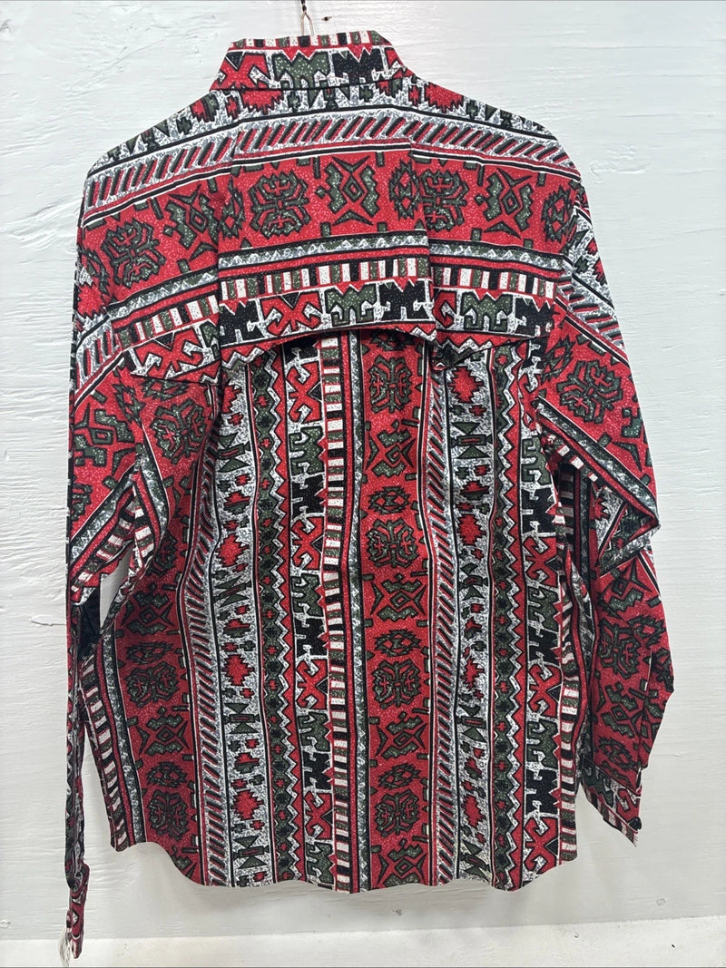 New Men’s GunSmoke Red Designed Long Sleeve Button Up Medium V-94