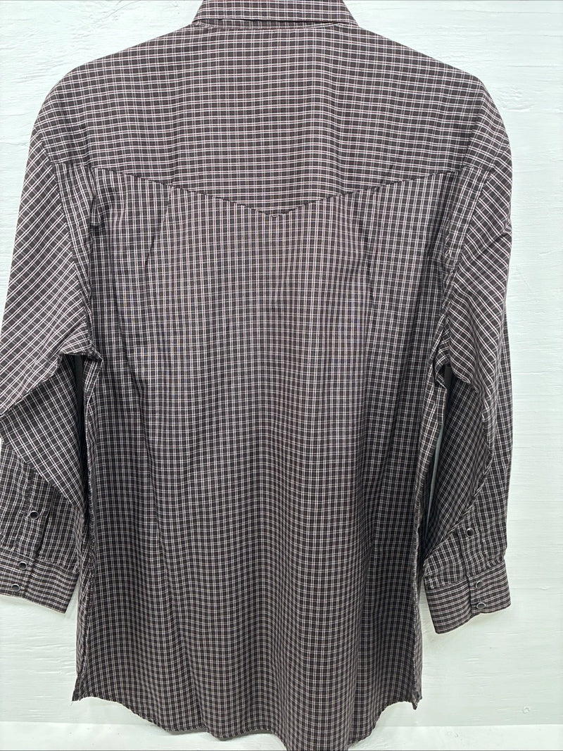 New Men’s Western Express Black Red Flannel Long Sleeve Pearl Snap 2XL F-98