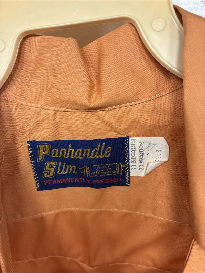 New Women’s Panhandle Slim Orange Long Sleeve Pearl Snap Size 14 MM-18