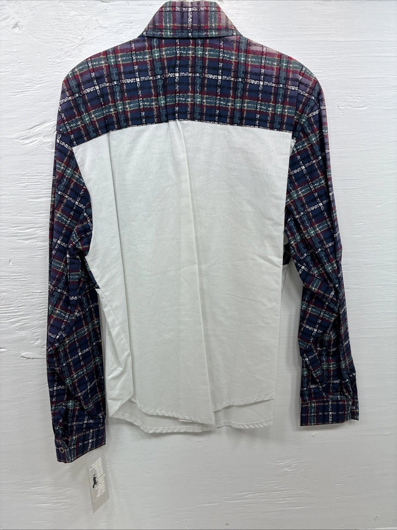 New Men’s Cowboy Threads White Multiple Color Long Sleeve Button Up Medium K-21