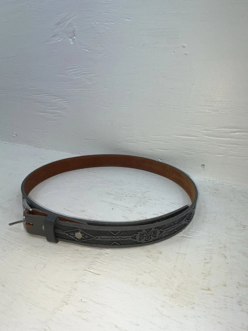 New Gray Genuine Leather Comanche Tooled 34” Belt #10357 Z-106