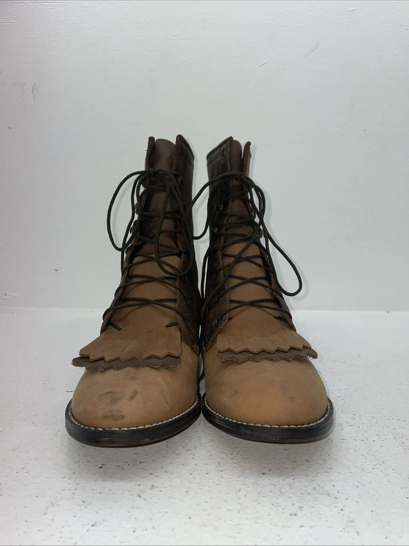New Women’s Brown Lace Up Acme Cowboy Boots. C 4020 8.5 8 1/2 M. 15-20