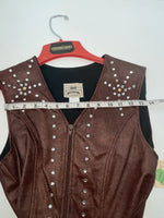 New Women’s Brown Snakeskin 1849 Authentic Ranchwear Cut Off Zip Up Vest S 3B-72