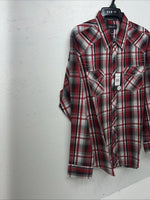 New Men’s Red ELY 1878 Long Sleeve Pearl Snap Shirt. XL S-23