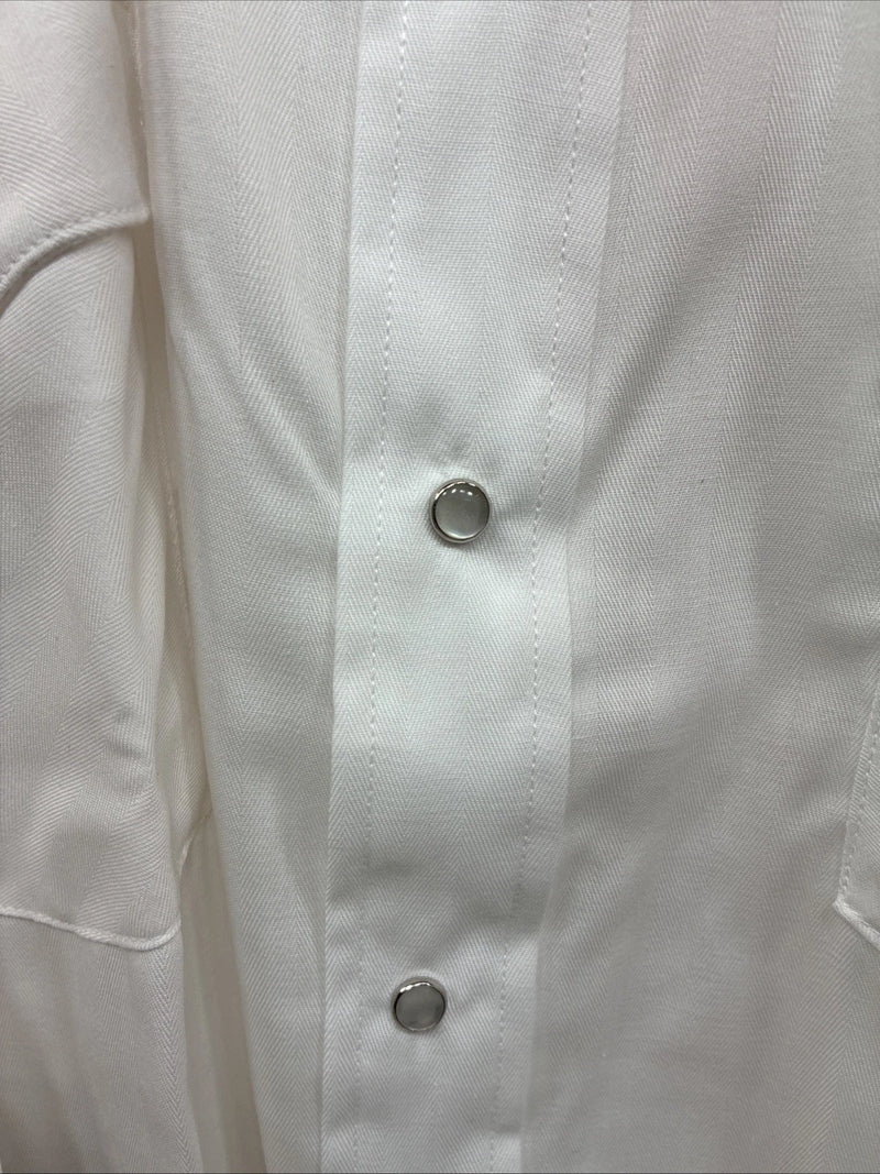 New Men’s Panhandle Slim White Simple Long Sleeve Pearl Snap 4XL J-42