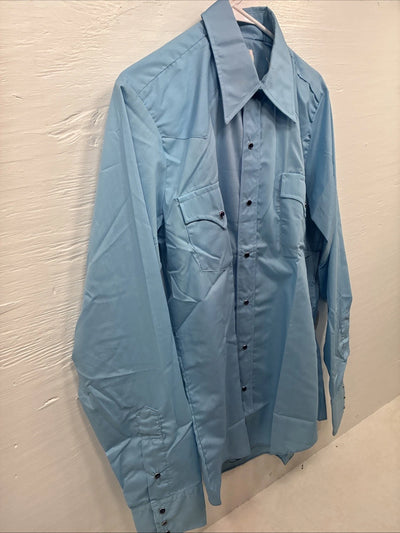 New Men’s Dickson Jenkins Blue Long Sleeve Pearl Snap 16 Large CC-70