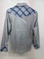 New Kids Champion Western Gray Plaid Long Sleeve Pearl Snap Size 18 CC-107