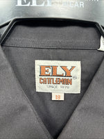 New Men’s ELY Cattleman Black Simple Short Sleeve Pearl Snap 18 2XL F-94