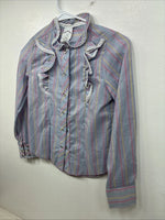 New Kids Kid Kountry Purple Stripe Long Sleeve Pearl Snap Size 10 TT-86