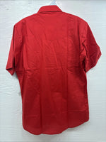 New Men’s ELY Cattleman Red Western Short Sleeve Pearl Snap 16 Large T-57