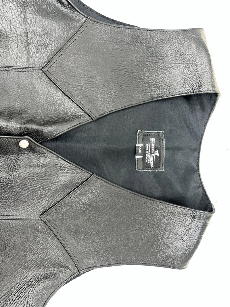 New Men’s Western Express Black Leather Biker Vest 4XL Q-604