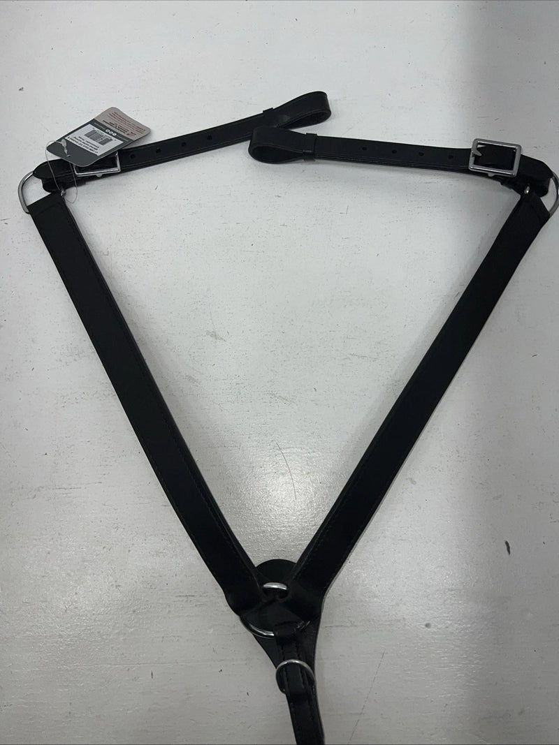 New Tough 1 Black Genuine Leather Double Stitched Breastcollar #41-3450 Y-24