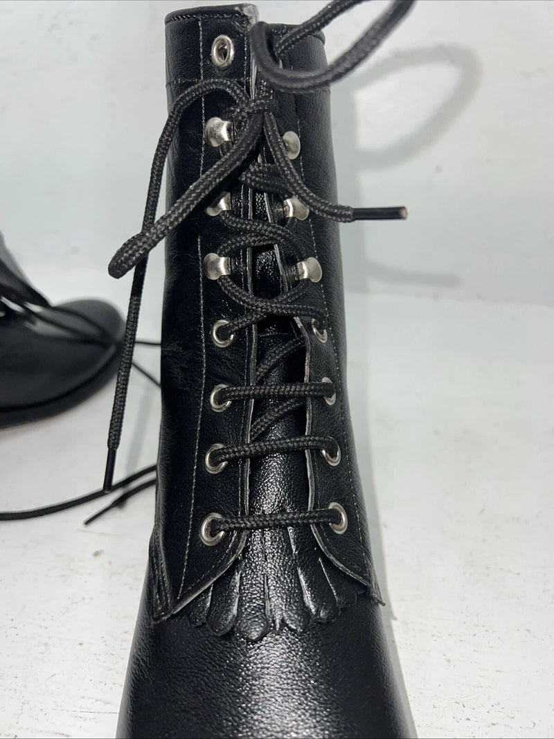 New Women’s Black Old West Lace Up Cowboy Boots. 060 6 D. 19-7