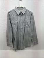 New men’s Mesquite Gray Stripe Long Sleeve Pearl Snap 16 Large F-70