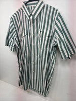 New Women’s Longhorn Green Stripe Short Sleeve Button Up Size 16.5 GG-3
