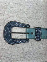 New Blue Genuine Leather 3-D Belt Blue Bling 32” Belt #677 Z-3