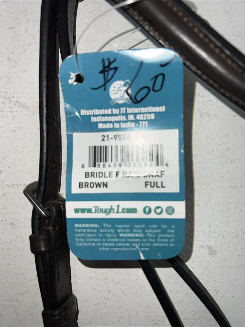 New EQUIROYAL Brown English Snaffle Bridle Full #21-9556-7-0 BB-13