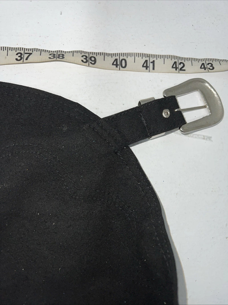 New Black Tough 1 Show Chaps With Fringe Adjustable Waist 43” Small N-42