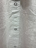 New Women’s Cumberland White Cheetah Print Long Sleeve Pearl Snap XL GG-83