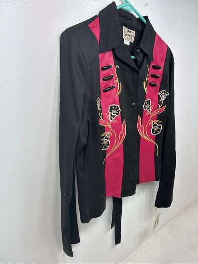 New Women’s 1849 RanchWear Black Design Long Sleeve Button Up Medium TT-120