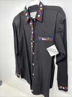 New Women’s Longhorn Black Designed Long Sleeve Button Up Medium TT-93
