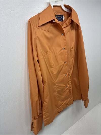 New Women’s Panhandle Slim Orange Long Sleeve Pearl Snap Size 14 KK-117