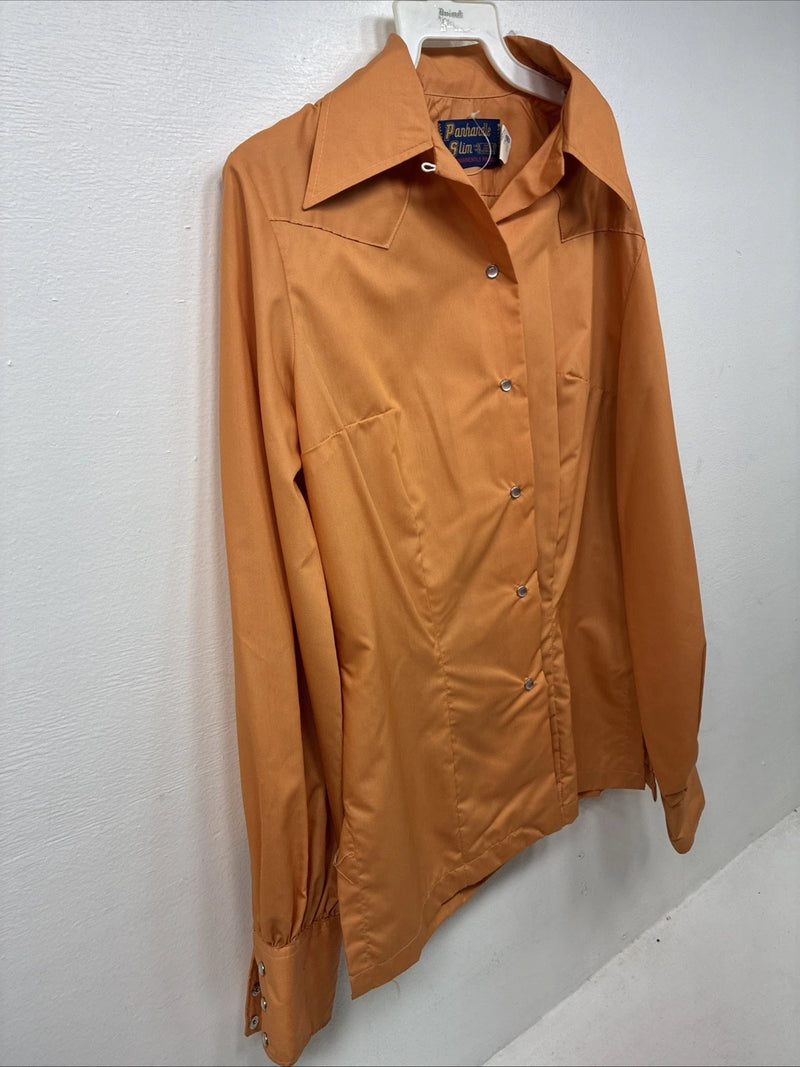 New Women’s Panhandle Slim Orange Long Sleeve Pearl Snap Size 14 KK-117
