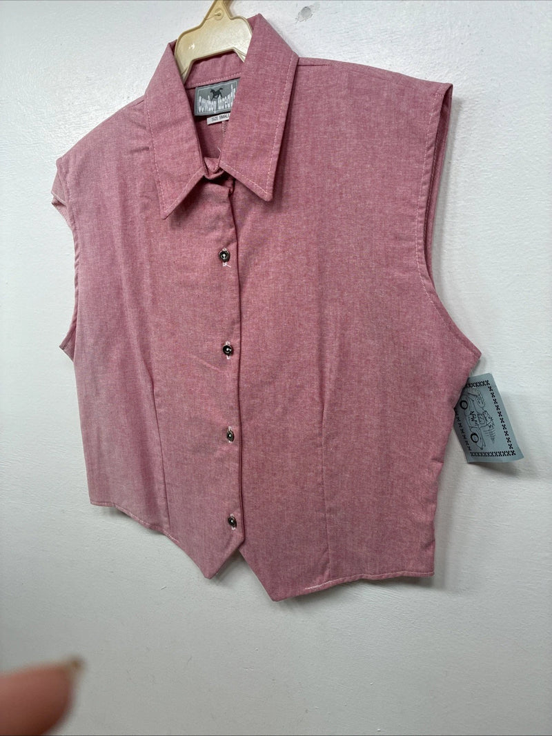 New Women’s Cowboy Threads Pink Sleeveless Button Up Size Small TT-85