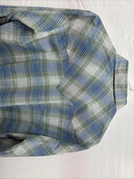 New Men’s Miller Blue Green Plaid Long Sleeve Pearl Snap 16 Large Q-71