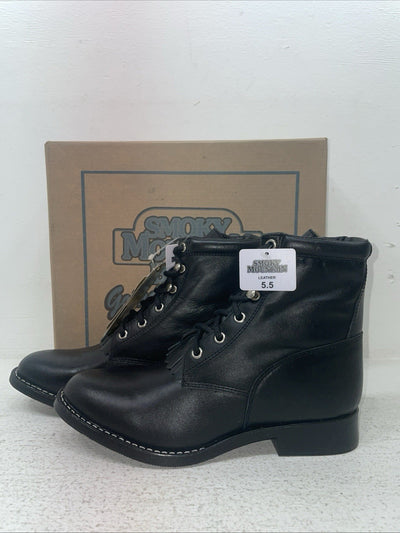 New Youth Black Lace Up Smoky Mountain Cowboy Boots. 3009 Y 6. 2-141