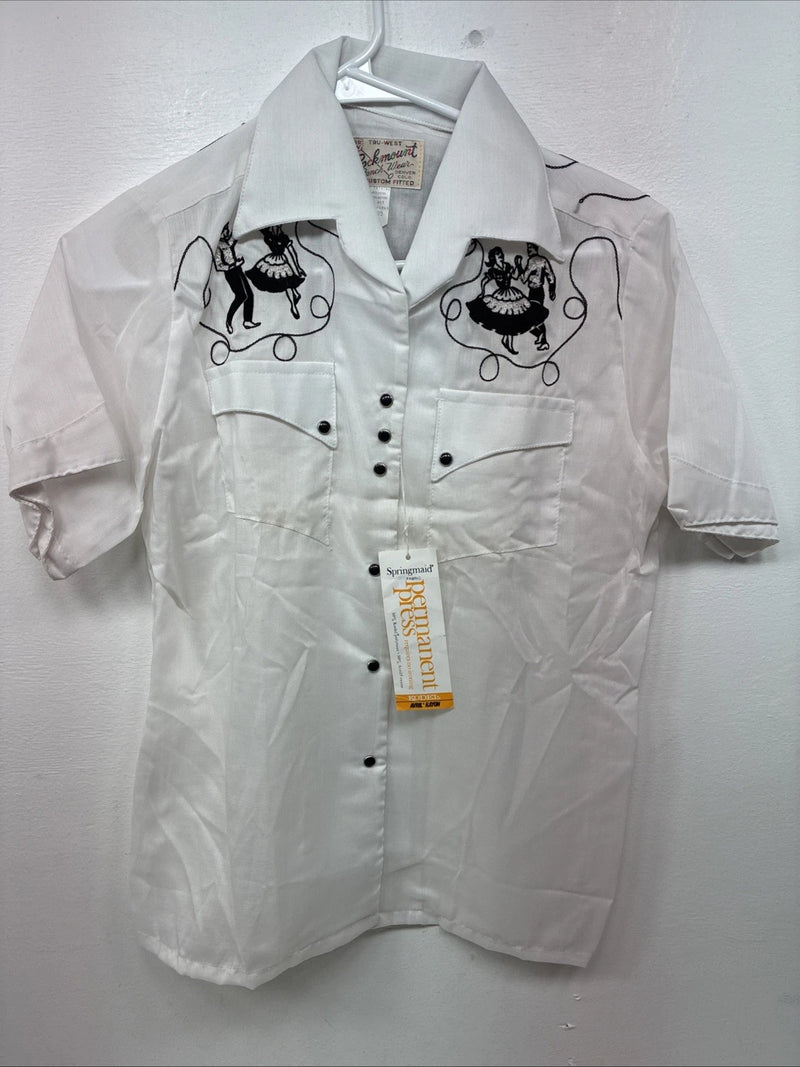 New Women’s Rockmount White Long Sleeve Pearl Snap Size 34 LL-20