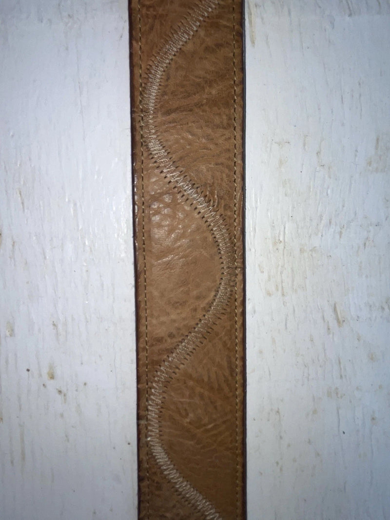 New Brown Genuine Leather Stitched 34” Belt #6988/23 Z-118