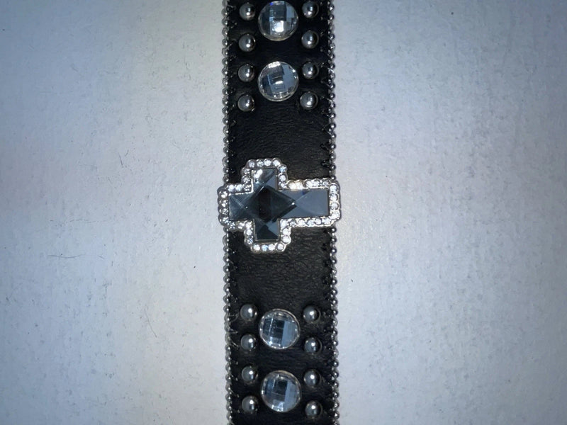 New Black Genuine Leather Blazin Roxx Silver Bling Cross S Belt #N3510401 Z-70