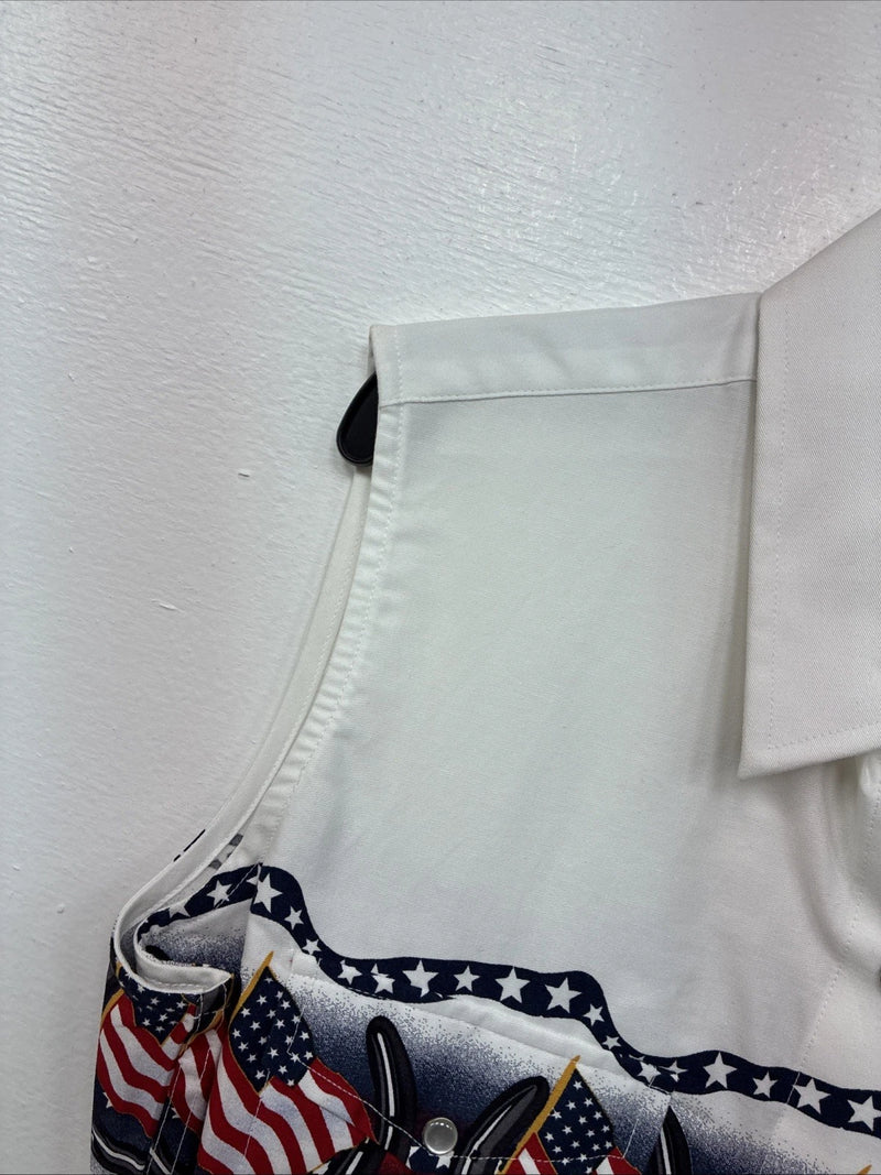 New Women’s Cumberland White Designed Short Sleeve Pearl Snap MM-70