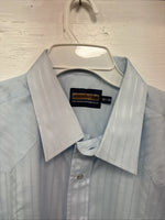 New Men’s Panhandle Slim Blue Stripe Long Sleeve Pearl Snap 2XL H-59