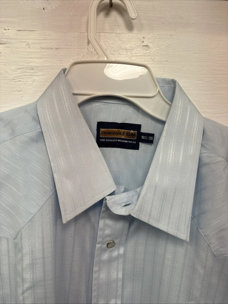 New Men’s Panhandle Slim Blue Stripe Long Sleeve Pearl Snap 2XL H-59