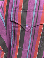 New Men’s ELY Cattleman Purple Stripe Long Sleeve Pearl Snap 15.5 Medium AA-112