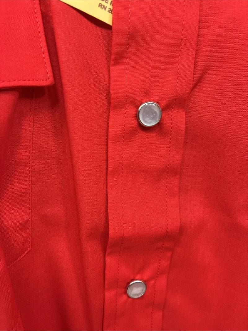 New Men’s H Bar C Simple Red Long Sleeve Pearl Snap 17.5 X 35 XL R-58