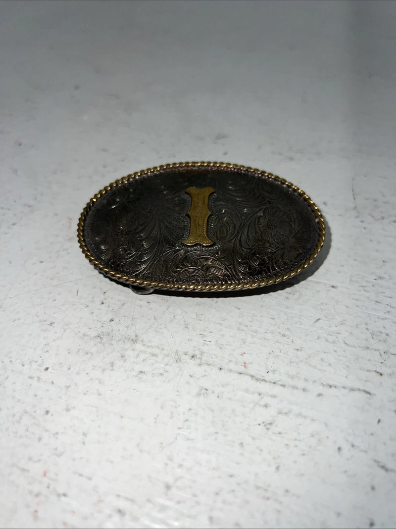New Children’s Western Productions Copper Gold “I” Oval Belt Buckle. GM13 F-21