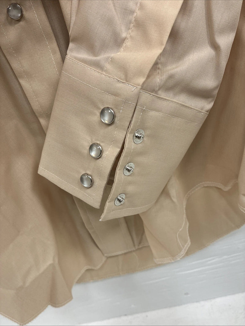 New Men’s Champion Western Tan Design Long Sleeve Pearl Snap 15 Medium X-6