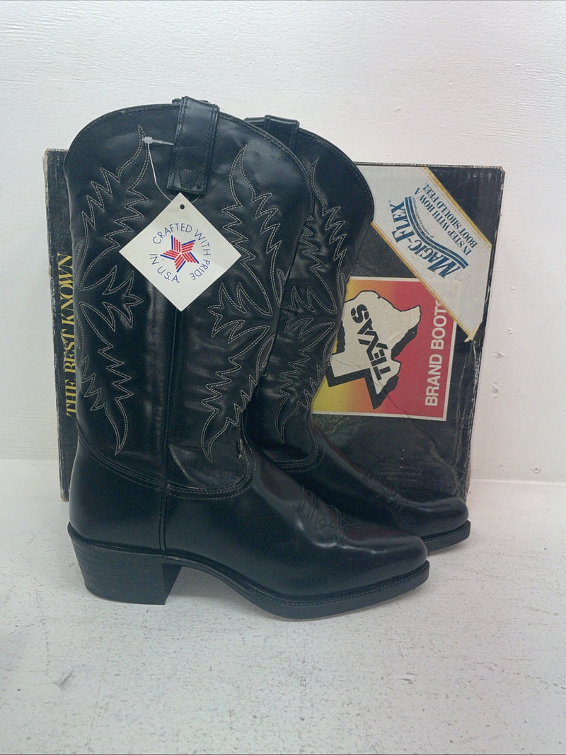 New Men’s Black Texas Brand Cowboy Boots. 1200 9.5 9 1/2 D. 6-110