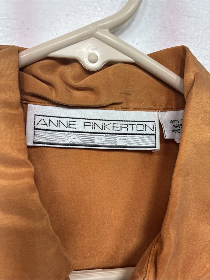 New Women’s Anne Pinkerton Orange Long Sleeve Button Up Medium KK-76