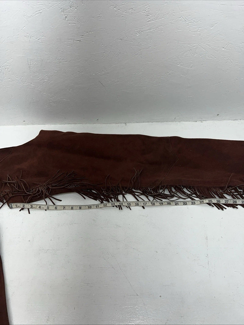 NOS Burgundy Show Chaps With Fringe Adjustable Waist 40” N-31