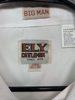 New Men’s ELY Cattleman White Designed Long Sleeve Pearl Snap 19.5 X 36 3XL T-47