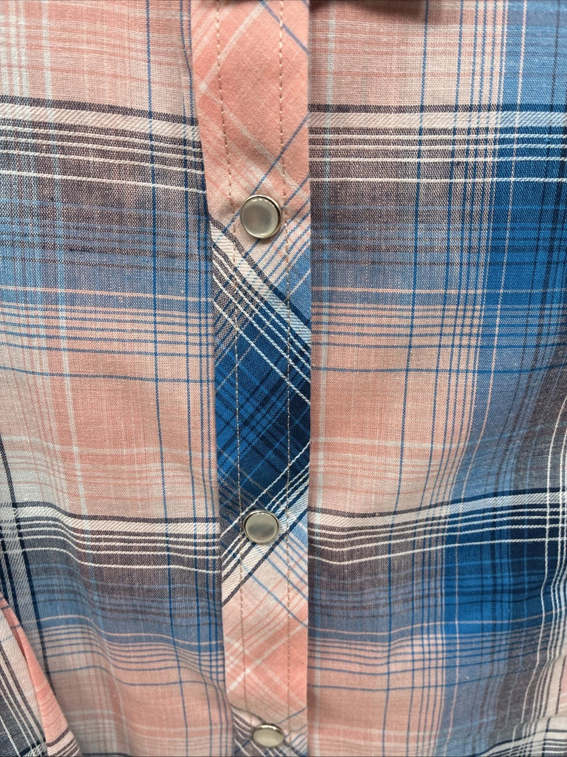 New Girls Cumberland Blue Pink Plaid Long Sleeve Pearl Snap 3XL CC-111