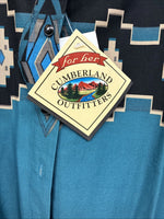 New Women’s Cumberland Blue Black Designed Long Sleeve Button Up XL II-42