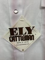 New Men’s ELY Cattleman White Simple Long Sleeve Pearl Snap 17 XL O-65